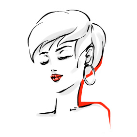 image of a sketch of lady with short stylish hair cut.